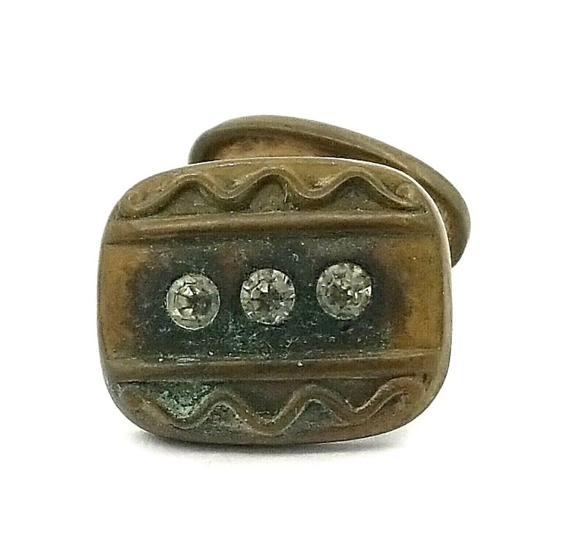 Antique Victorian Yellow Gold GT Rect Rhinestone Single Cuff