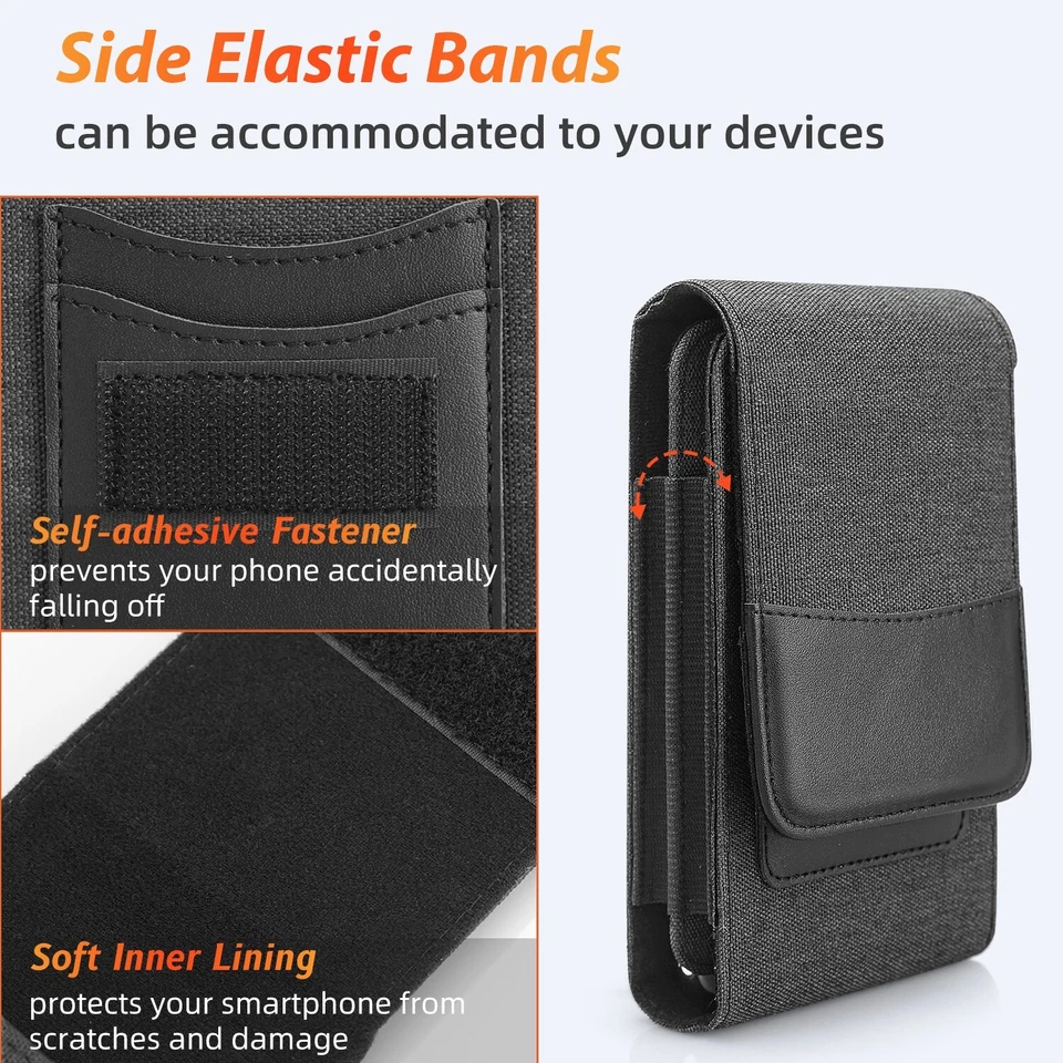 Universal Vertical Cell Phone Holster Carrying Waist Belt Clip Case Pouch Cover - Image 4 of 4