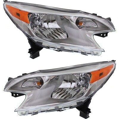 Headlight Set of 2 Halogen Left & Right for 2015-2016 Nissan Versa Note S