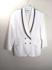 KASPER FOR A.S.L   1 PIECE  WHITE  BLACK TRIM BLAZER SIZE 14