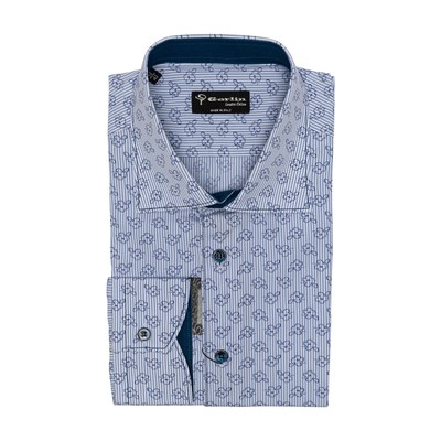 Luxus Gerlin Hemd Dloral Blau Alumo Baumwolle 16 - 41 1E Zilli