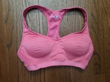 London Fog Padded Racer Back Seamless Sports Bra Active Wear Gym Pink S, M
