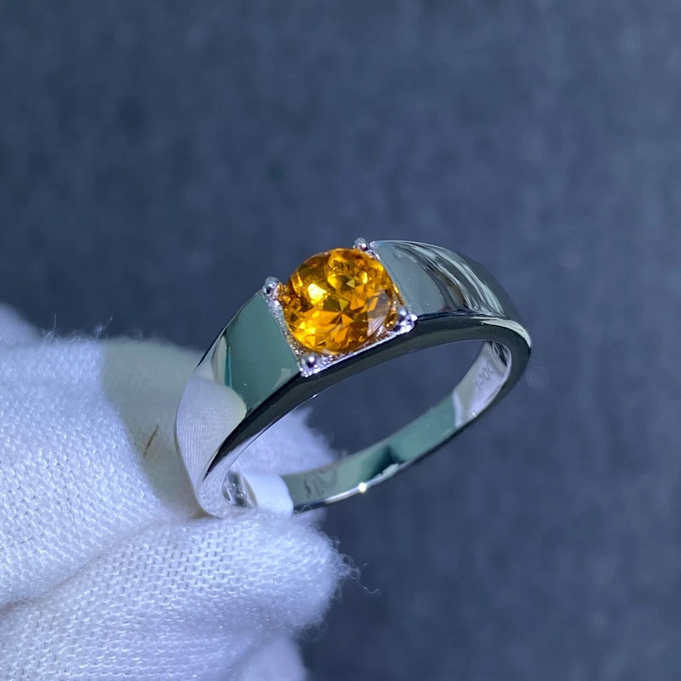 Anillo para hombre enchapado en oro de plata de ley S925 con piedras preciosas naturales de alta calidad personalizado Foto 3 de 4