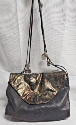 TYLIE MALIBU brown leather metallic gypsy caravan sultan coins chain crossbody