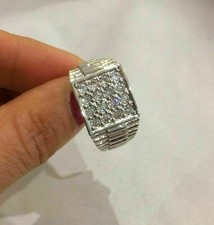 2.31 Ct Round Simulated Diamond Engagement Men's Band Ring 925 Sterling Silver