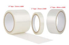 CLEAR PACKING TAPE 66M ROLLS – ADHESIVE SEALING PACKING 25mm, 48mm, 72mm Widths
