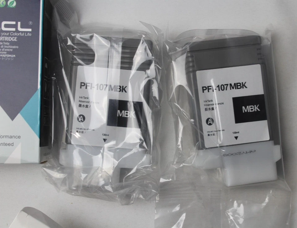2 Pack LCL Brand NON-OEM PFI-107 MBK InkTank Cartridge - Matte Black (130ml) - Image 2 of 3