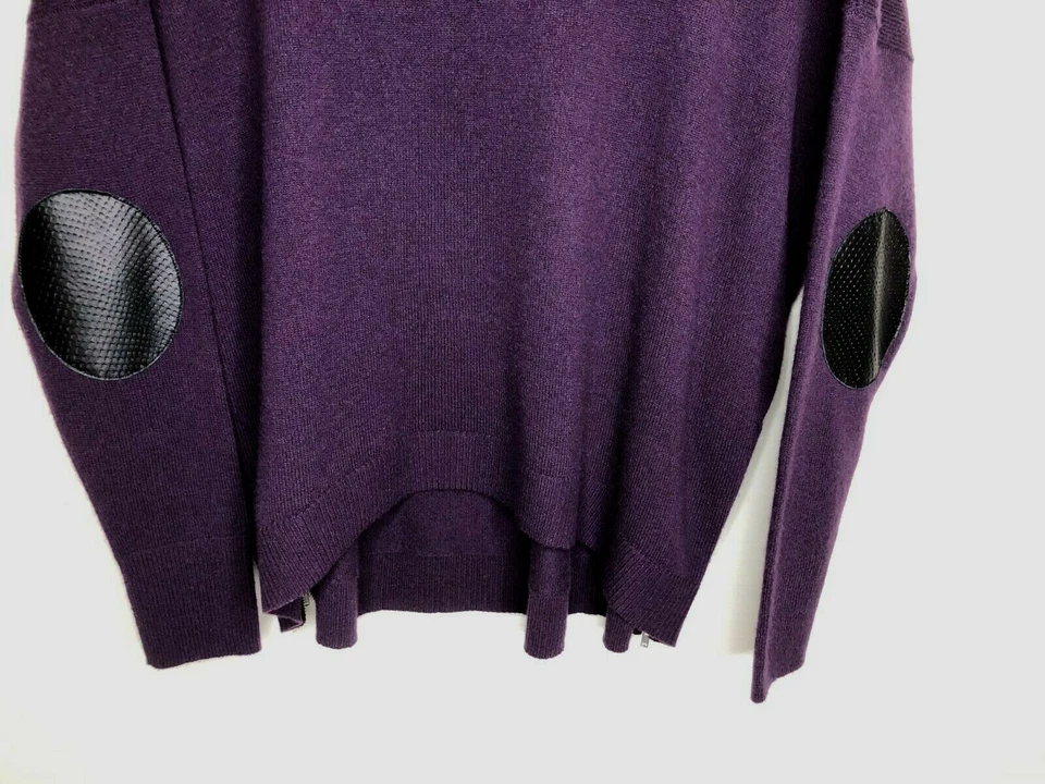 Suéter de cachemir de otoño talla grande dobladillo alto bajo en cremalleras laterales de vino Foto 4 de 4