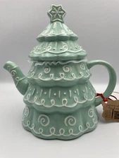 VIRAL Lang Ceramic Hand-Painted Christmas Tree Tea Pot  ~ NEW WITH TAGS ~