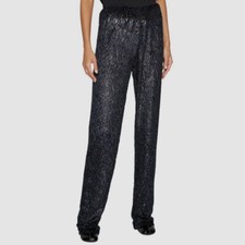  1195 Dries Van Noten Women's Black Silk Palmira Sheer Pants Size FR 40/US 8