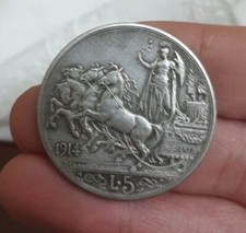 Moneta Italia Regno V.e.iii° 5 Lire 1914 Rrr R3 Periziata 