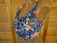 ZAFUL Women's Large US 8 Dark Blue Floral Knot Scoop Neck Tankini Top