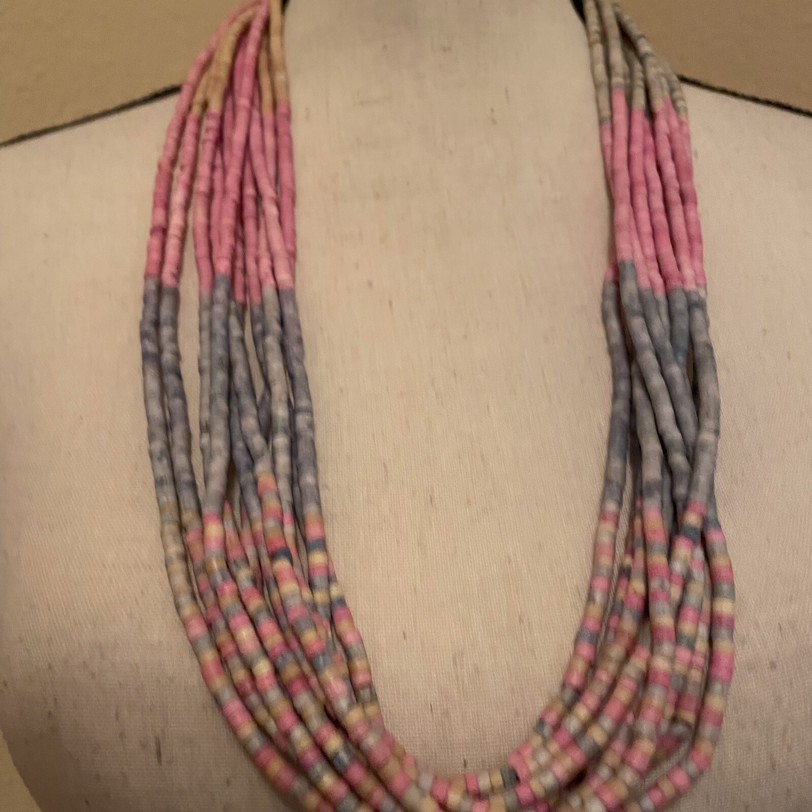 Multi Strand Beaded Statement Costume Necklace Pi… - image 3