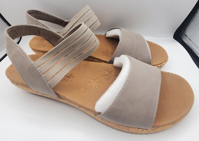 Skechers Womens Brie Stretch Mesh Vamp Sling Back Sandal Beige