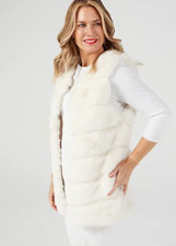 Frank Usher Faux Fur Ribbed Satin Lined Gilet