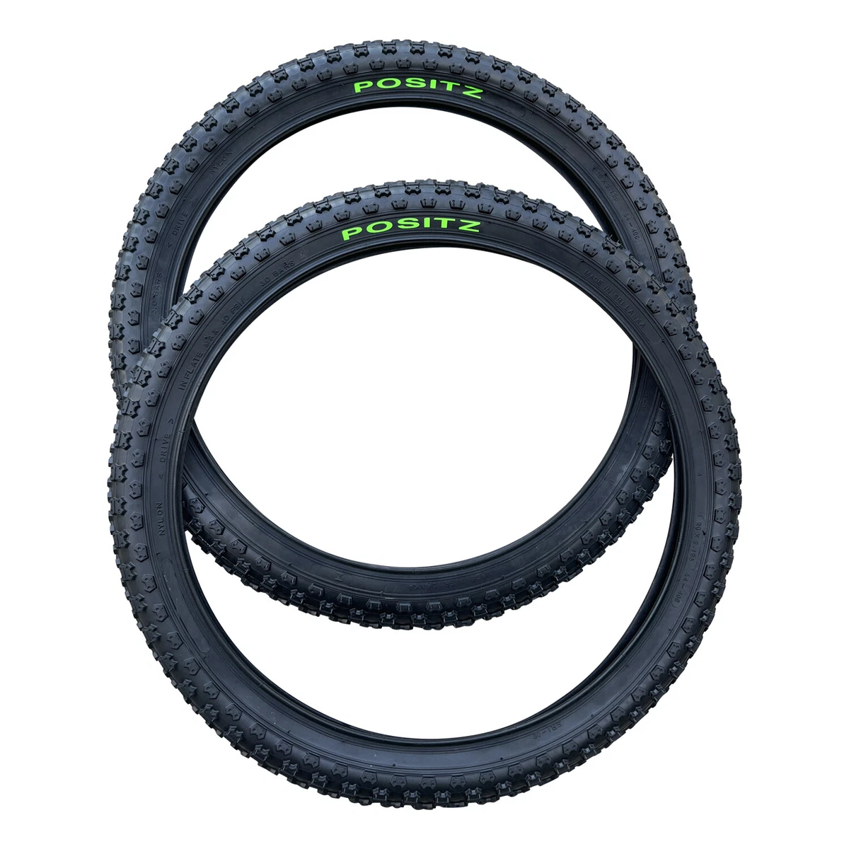 2x Positz 20 inch Performance BMX Bike Tyre All Black Size 20