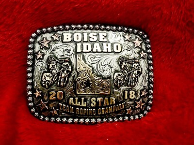 Championship Team Roping Rodeo Trophy Buckle Boise Idaho 2018 RARE 120