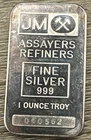 (P) Johnson Matthey Assayers Refiners JM Blank Back 1 Troy oz 999 Fine Silver