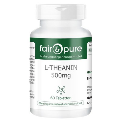 L-Theanin 500 mg - 60 Tabletten, adaptogene Aminosäure, VEGAN | fair & pure