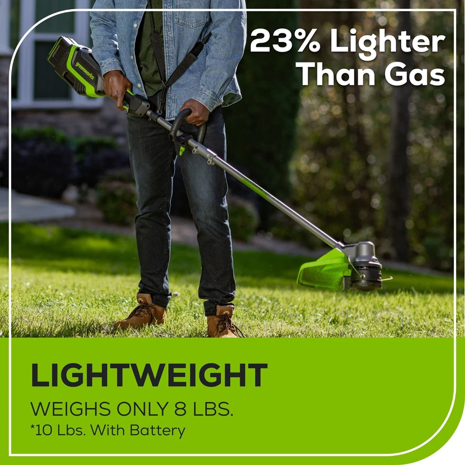 Recortadora de cuerda Greenworks 80V 17 pulgadas con batería de 2Ah y cargador de 2A (reacondicionada) Foto 4 de 4