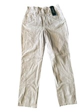 Lauren Ralph Lauren Women's 100 Leather Suede Y2K Grey Pants Petite Size 6P