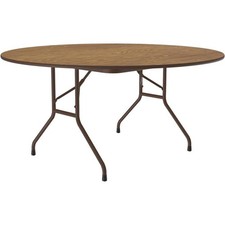 Correll 60"W x 60"D Melamine Wood Top Folding Table in Medium Oak