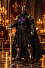Medieval Black Templar Knight Full Body Armor Suit Wearable Steel Crusader Set