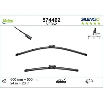 Wischblatt Valeo 574462 Silencio Flat Blade Set für Audi Porsche Audi (faw)