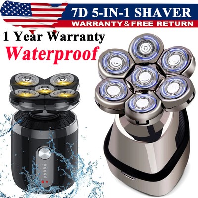 7D 5-in-1 Shaver Cordless Hair Trimmer Bald Head Razor Electric For Men Wet Dry