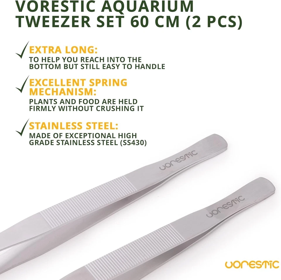 23.6 Inch Extra Long Aquarium Tweezers Set - Curved & Straight, Stainless Steel - Image 4 of 4