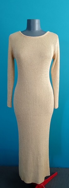 Wendy Heather,Long, Light Brown, Knitted,Dress,Size M