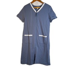 Richie House Full Zip Robe Night Dress Nightgown Short Sleeve Small Cotton Blend