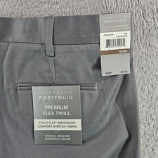 Perry Ellis Portfolio Mens Dress Pants 42x30 Castlerock Grey Premium Flex NEW