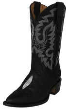 Mens Black Cowboy Boots Stingray Print Leather Rodeo Diamond Eye Stone J Toe
