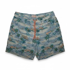 J.Crew Flex Swimwear Trunks M 6  Inseam Tropical Scenic Print Stretch