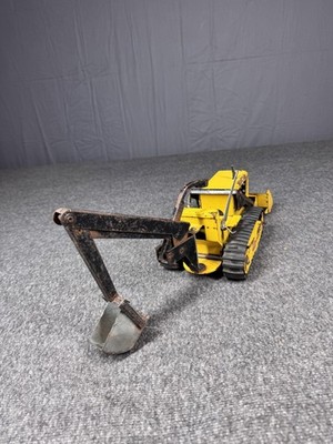 Vintage Tonka Trencher Toy Construction Vehicle Yellow Metal Track