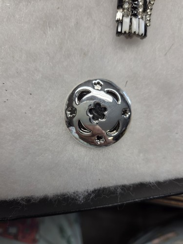 Vtg Danecraft silver tone cut out Moon flower round Pin