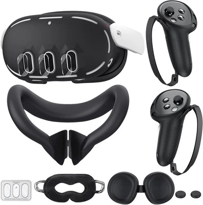 KANG YU Silicone Cover Compatible with Meta/Oculus Quest 3 Accessories, VR Black