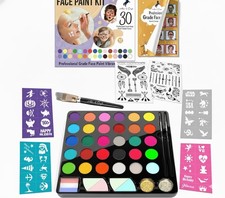 Face Paint Kit for Kids   30 Vibrant Washable Colors, Non-Toxic  Stain-Free,...