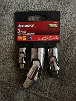 #ad Husky 3 Piece Universal Joint Set With 1 4quot; 3 8quot; 1 2quot; Socket Adapter Drive Tool $15.00