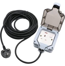 OutdoorExtension Lead Waterproof 10m Long Extension Cord IP66 Garden 1 Gang