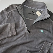 Tommy Bahama Tobago Bay Sweatshirt Half Zip Marlin Grey LS Medium M