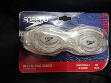 Speedo Boomerang Swim Goggles Adult Clear  Anti Fog  UV Protection  New