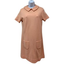 True Vintage Dress 50s 60s Short Sleeve Peter Pan Collar Metal Zipper