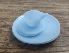 Vintage Barbie Doll Play Cups Dishes Small Large Plates Kitchen Blue Z10