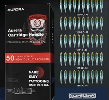Aurora Tattoo Needles Disposable Sterilized Assorted Cartridge Needles 50pcs/box