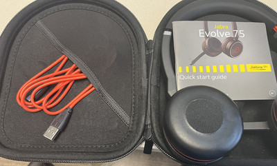 Jabra Evolve 75 Wireless Bluetooth Stereo Headset W Charging Cord HSC040W
