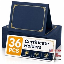 Packs Certificate Covers, 250gsm Navy Blue Diploma Holders with Gold Foil 36