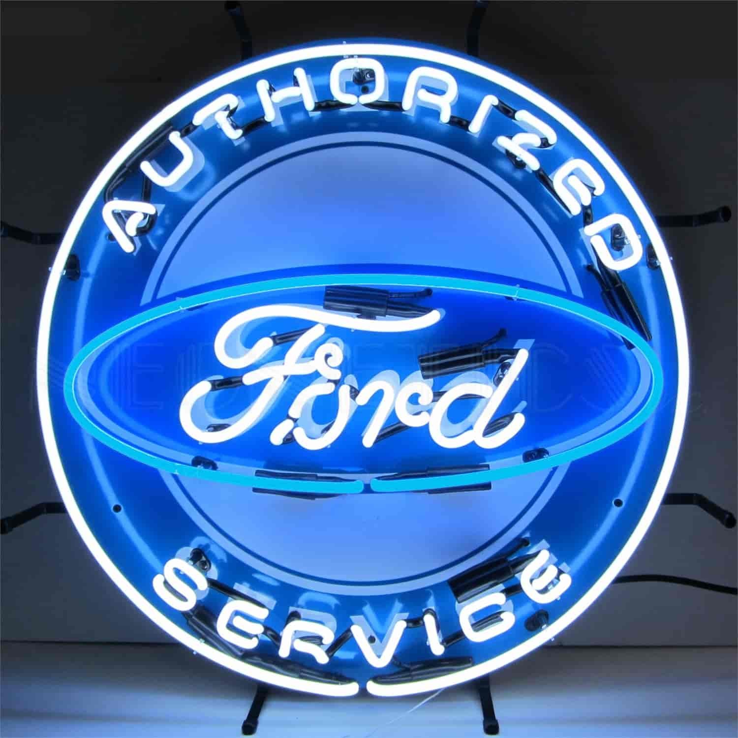 Neonetics 5FRDBK Ford Authorized Service Neon Sign With Backing 24 Width x 24 He