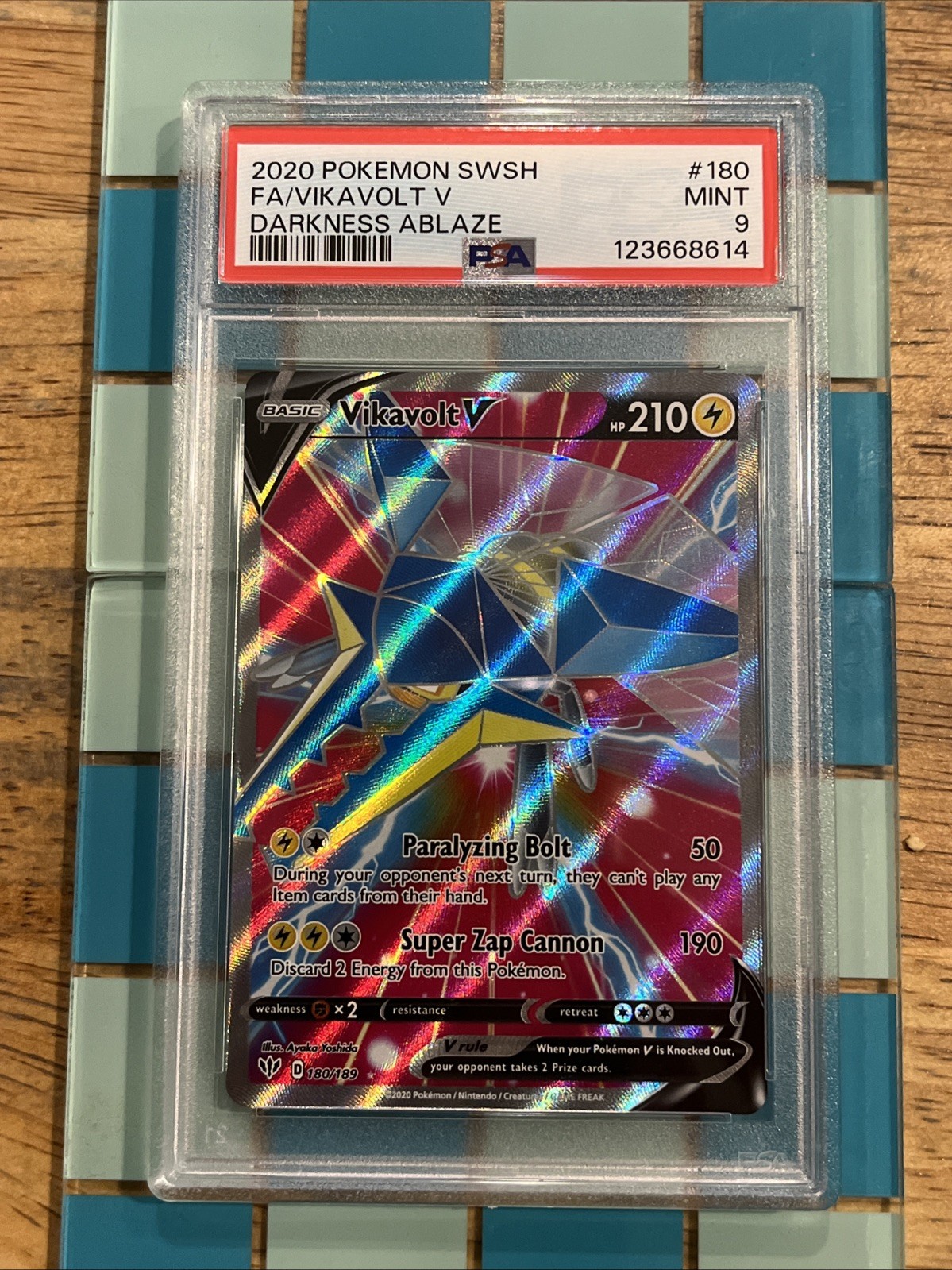 GRADED PSA 9 2020 Pokemon SWSH FA/Vikavolt V Darkness Ablaze #180